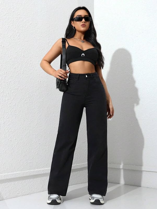 London Hills Women's Relaxed Fit High Rise Jeans || Woman Jean's || Women Baggy Jeans || Jean's for Womens || Loose Jean for Women's || Oversized Woman baggys Black