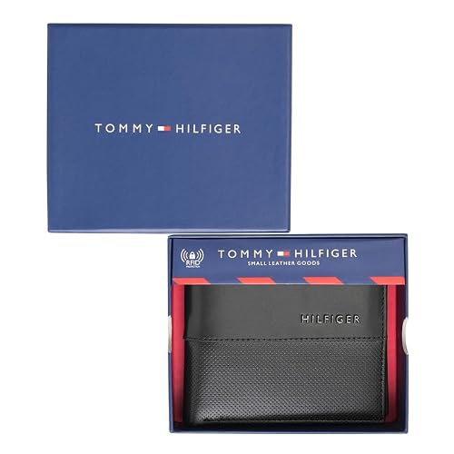 Tommy Hilfiger Men Leather RFID Protected Tuxtla Slimfold Wallet - Black, No. of Card Slot: 8