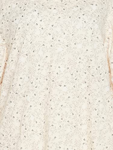 Clovia Women's Cotton Pretty Florals Kaftan Top & Short Set(LS0607P24_Beige_L)