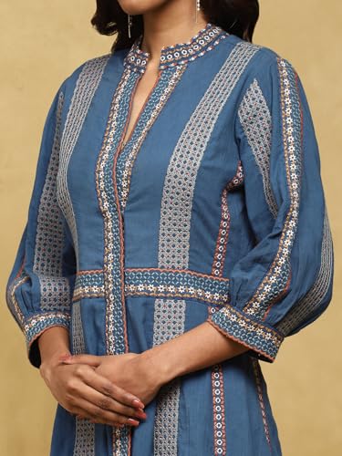 Ritu Kumar Blue Embroidered Long Dress