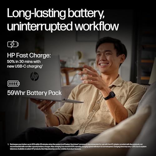 HP OmniBook 5 (Previously Pavilion) 50 Tops, AMD Ryzen AI 7 350 (16GB LPDDR5X, 512GB SSD) WUXGA 2K, Touch, 16''/40.6cm, Win11,Office24, Silver, 1.8kg, ag1048au, Next-Gen AI Copilot+ Laptop