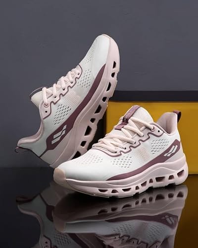 Bacca Bucci Balance Women’s Sports Sneakers | Lightweight Jacquard Running Shoes with Rebound Cushion Sole Pink Mauve UK 4