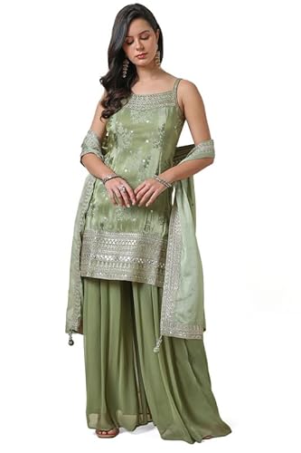Soch Women's Tissue Salwar Suit (OWA4CD21030A_Sap Green