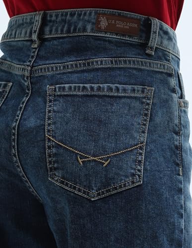 U.S. POLO ASSN. High Rise Wide Leg Jeans (UWAW24JEN158_Blue_28)