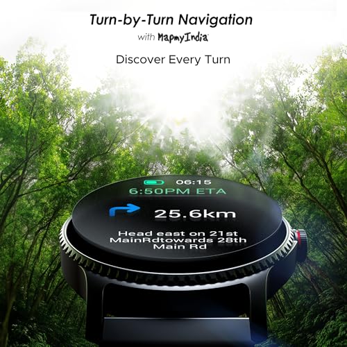 boAt Newly Launched Lunar Discovery w/ 1.39" (3.5 cm) HD Display, Turn-by-Turn Navigation, DIY Watch Face Studio, Bluetooth Calling, Emergency SOS, QR Tray, Smart Watch for Men & Women(Black Metal)