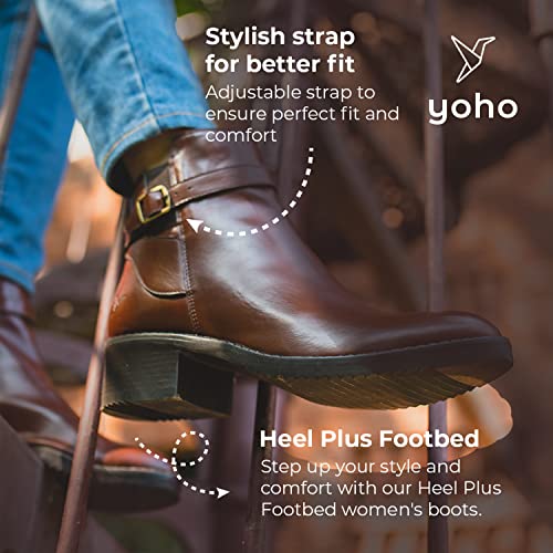 YOHO Brown Boot For Women Stylish and Comfortable | Mid AnkleBoot and Anti Skid Sole |Trendy, Zipper Casual Boots for Womens, Outdoor and Holiday Outings| Size-6