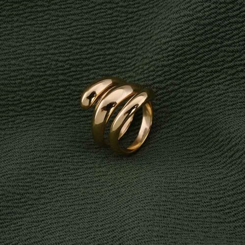PALMONAS Spiral Three Layer Gold Ring Gifts For Girlfriend (Size-7) | Gift For Women & Girls