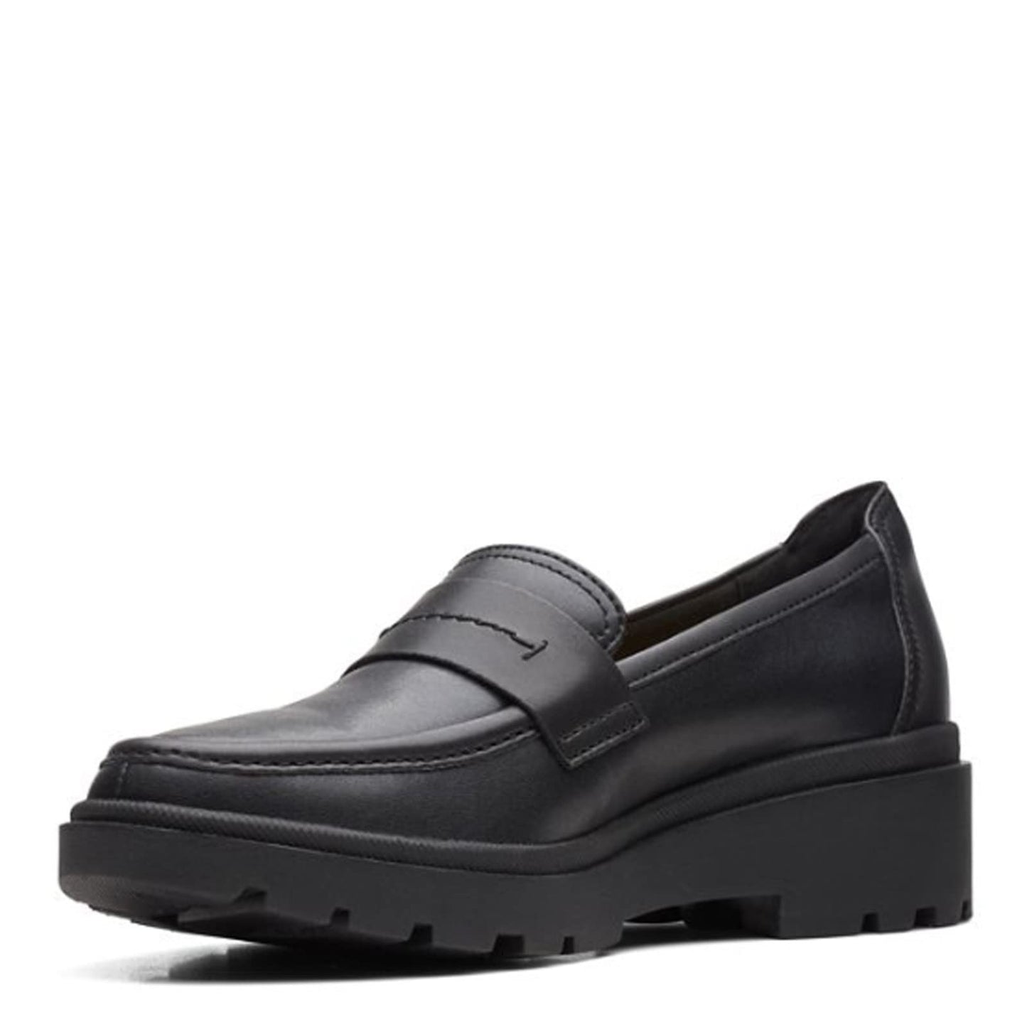 Clarks Women's Calla Ease Loafer Flat, Black Leather, 8.5 Wide