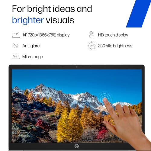 HP Chromebook 14, MediaTek Kompanio 540 (4GB LPDDR5, 128GB UFS) HD, Touch, Anti-Glare, Micro-Edge, 14''/35.6cm, ChromeOS, 100GB Google One(1yr),Modern gray,1.35kg, nm0006MU, HD Camera w/shutter Laptop