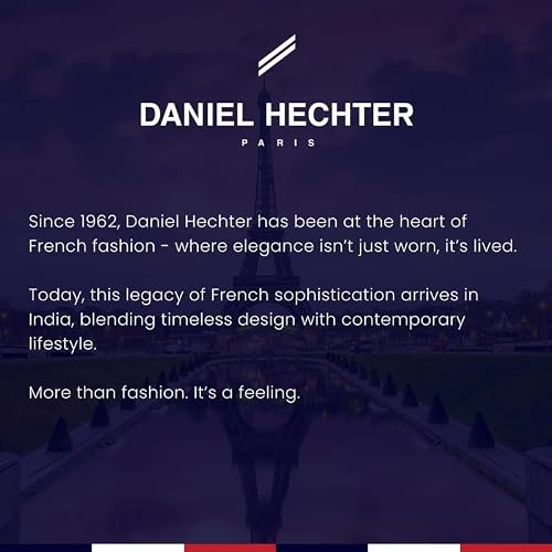Daniel Hechter Duroc Collection Luxury Watch for Men with Roman Indices, Day-Date Display and Two-Tone Studded Stainless Steel Strap (White)