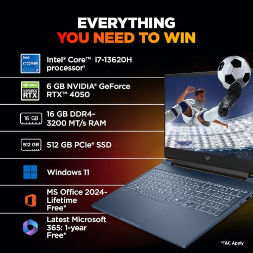 HP Victus 15 Smartchoice, Intel Core i7-13620H, 6GB RTX 4050, 16GB DDR4, 512GB SSD, FHD, IPS, 144Hz, 300 nits, 15.6''/39.6cm, Win11, Office24, Blue, 2.3kg, fa2805TX/2103, Xbox Gamepass* Gaming Laptop