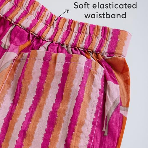 Hopscotch Girls Sleeveless Pink 3-Pc Abstract Cotton Pants Set For Ages (2-3 Years)