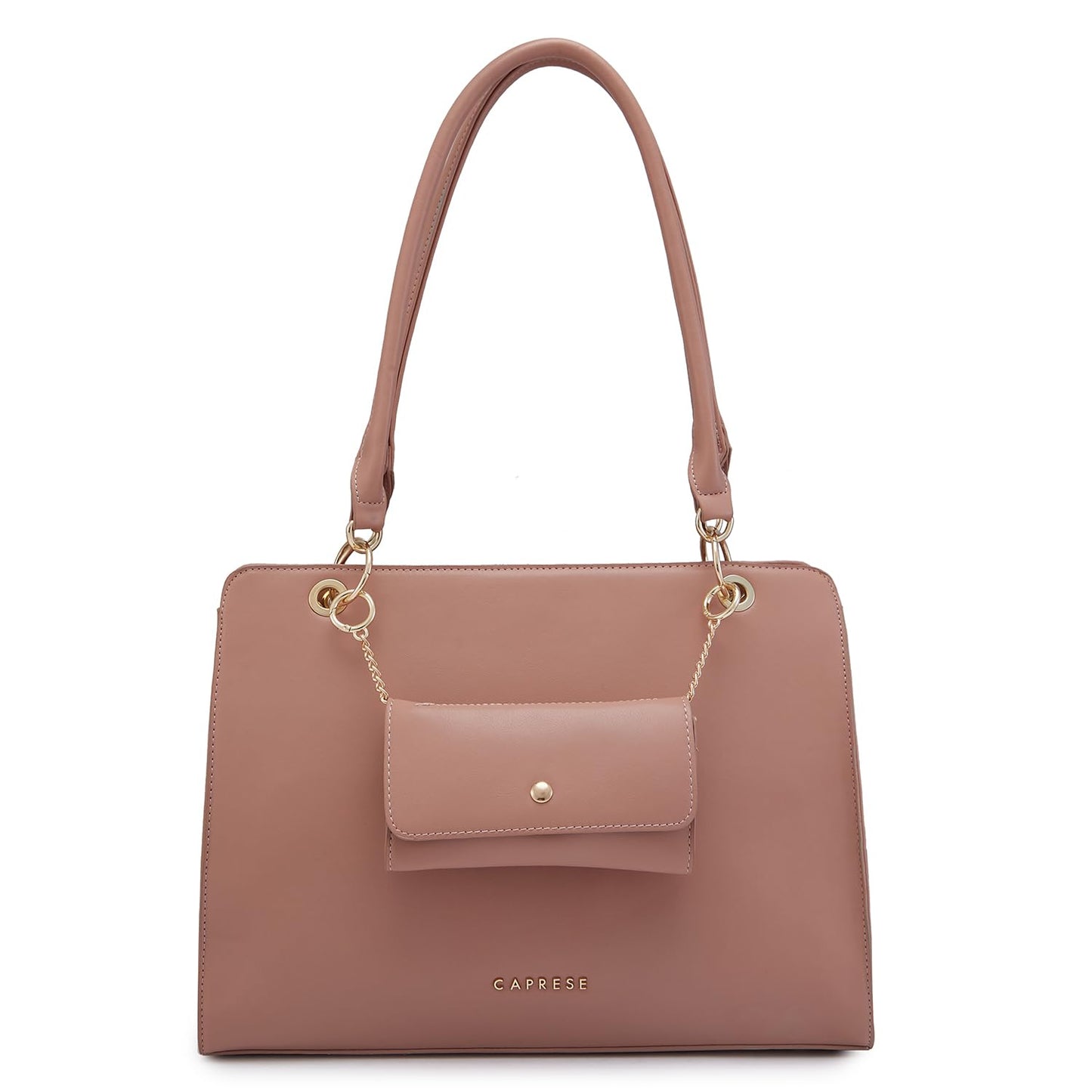 Caprese CAPRI SOLID PINK FAUX LEATHER LARGE SATCHEL HANDBAG