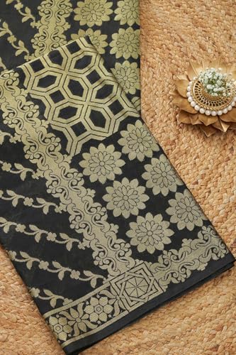 Soch Womens Black Chanderi Zari Woven Dupatta With Zari Woven