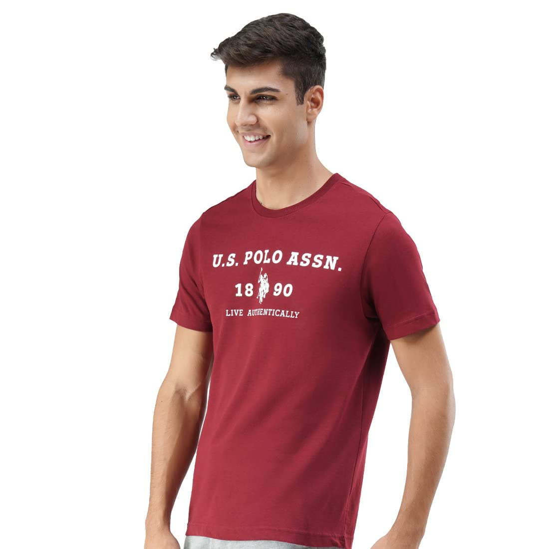 U.S. Polo Assn. Men Comfort Fit Brand Print I683 T-Shirt - Pack Of 1 (RED L)