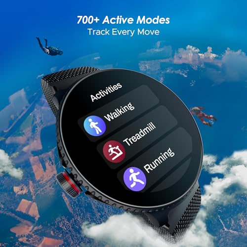 boAt Newly Launched Lunar Discovery w/ 1.39" (3.5 cm) HD Display, Turn-by-Turn Navigation, DIY Watch Face Studio, Bluetooth Calling, Emergency SOS, QR Tray, Smart Watch for Men & Women(Black Metal)