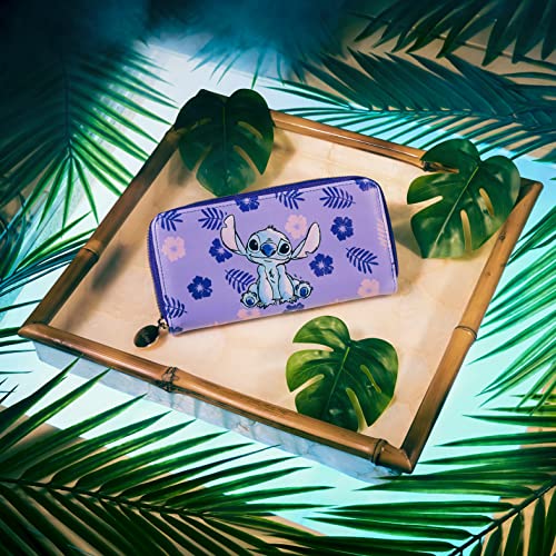 Disney Stitch Purse for Women Teenagers Girls, Zip Around Coin Purse with Card Slots, Travel Wallet - Stitch Gifts for Women, Purple Stitch, One Size, Zippered