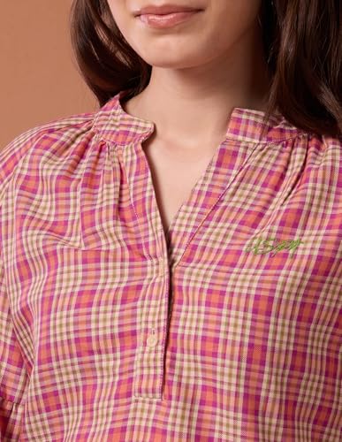 U.S. POLO ASSN. Blouson Sleeve Checked Top (UWAW24TOP183_Multi-Colour_S)