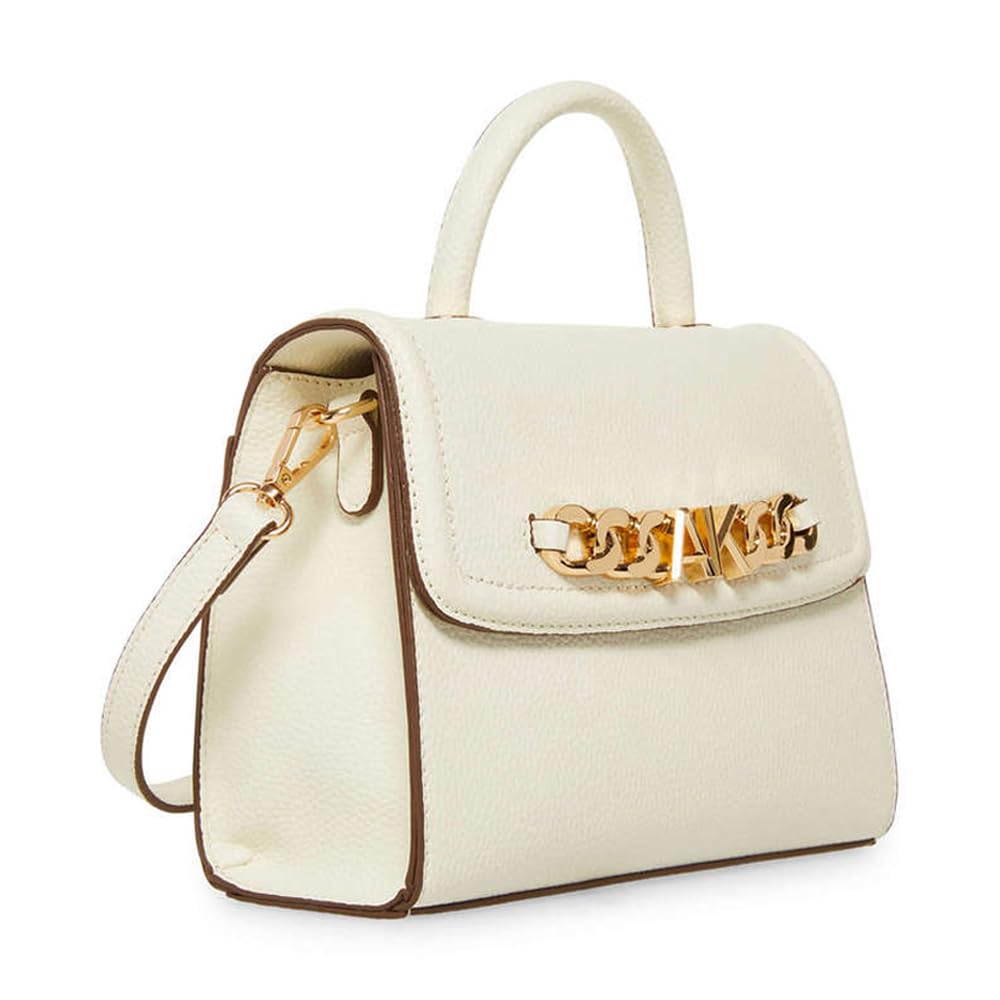 Anne Klein Faux Leather Button Closure Women's Satchel Bag (WHITE, XL)