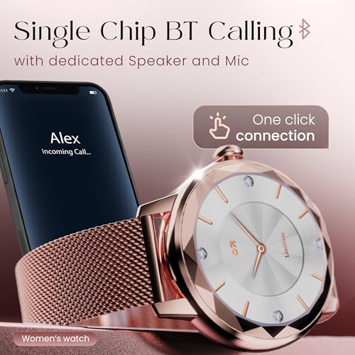 GOBOULT Newly Launched Alora Smart Watch 1.19'' AMOLED Display, BT Calling, Rotating Bezel, 150+Watchfaces, 800 Nits Brightness, AI Voice Assistant, SpO2 Monitoring, 120+ Sports Mode (Rose Gold)