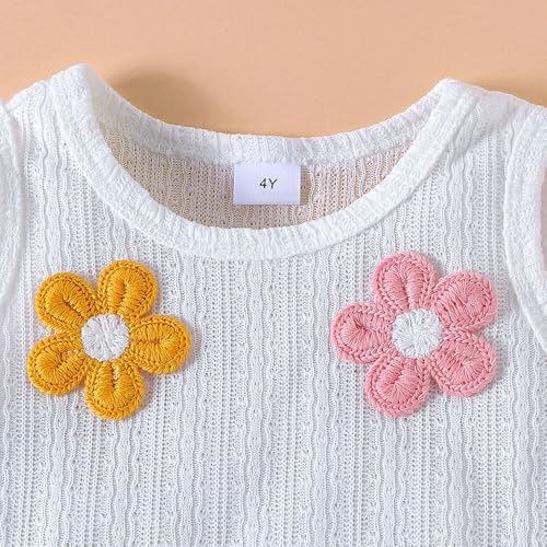 Hoscotch Girls Textured White Sleeveless Short Set For Ages (5-6 Years)