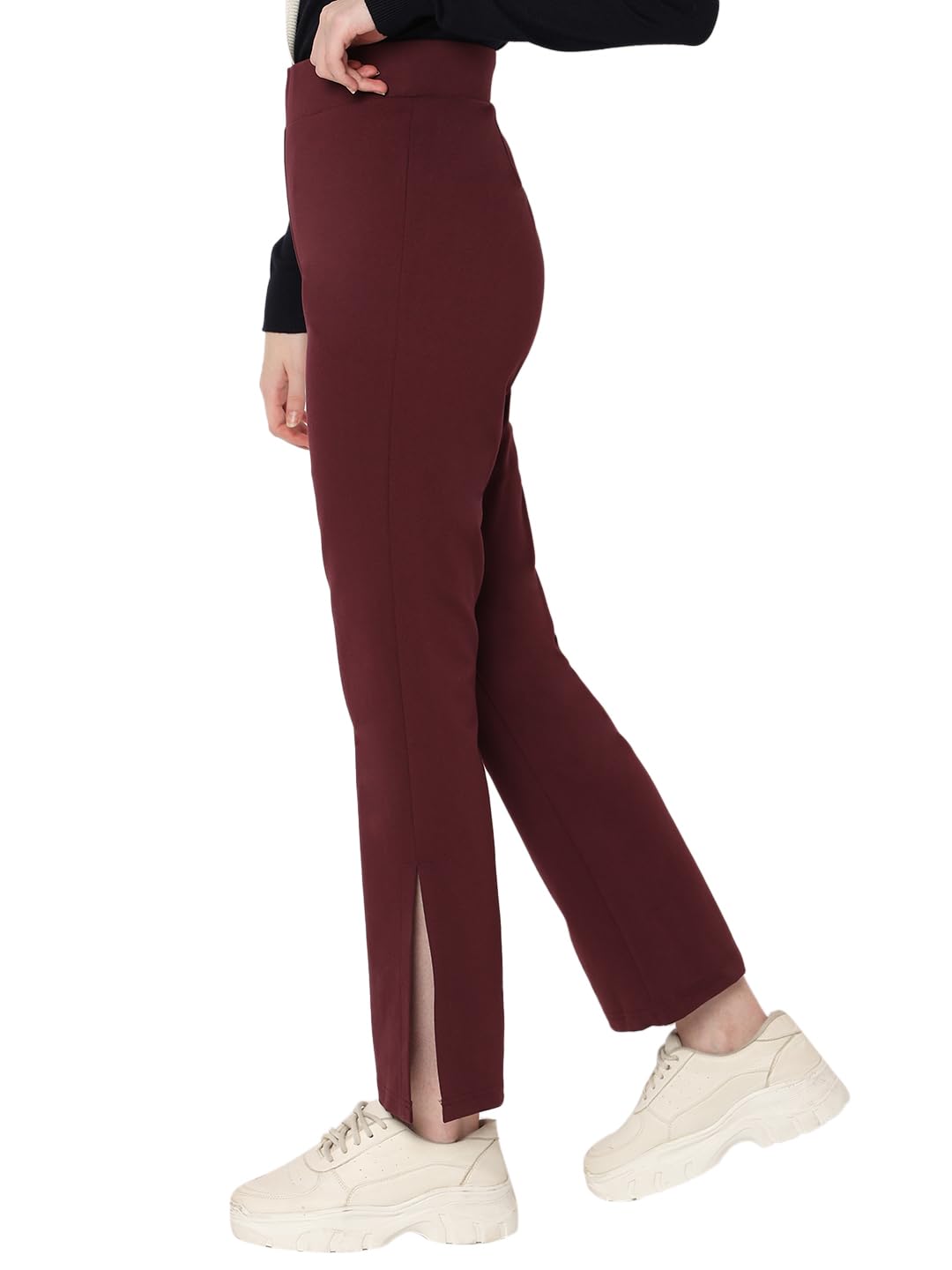 VERO MODA Women Solid Purple Rayon Bootcut High Rise Pants
