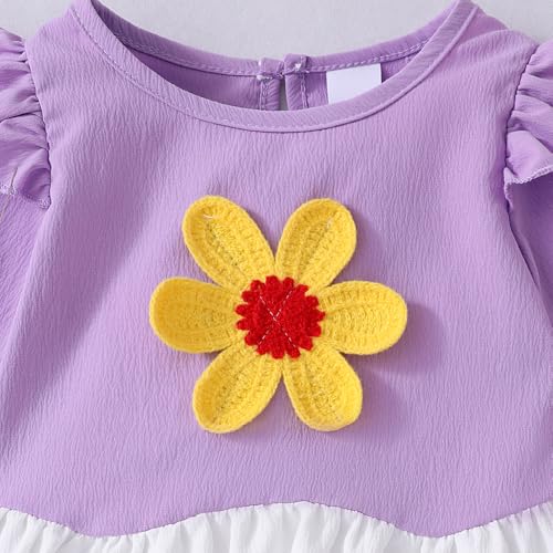 Hopscotch Girls Full Sleeves Lilac 2-Pc Floral Applique Ruffle Trim Pant Set For Age (3-4 Years)