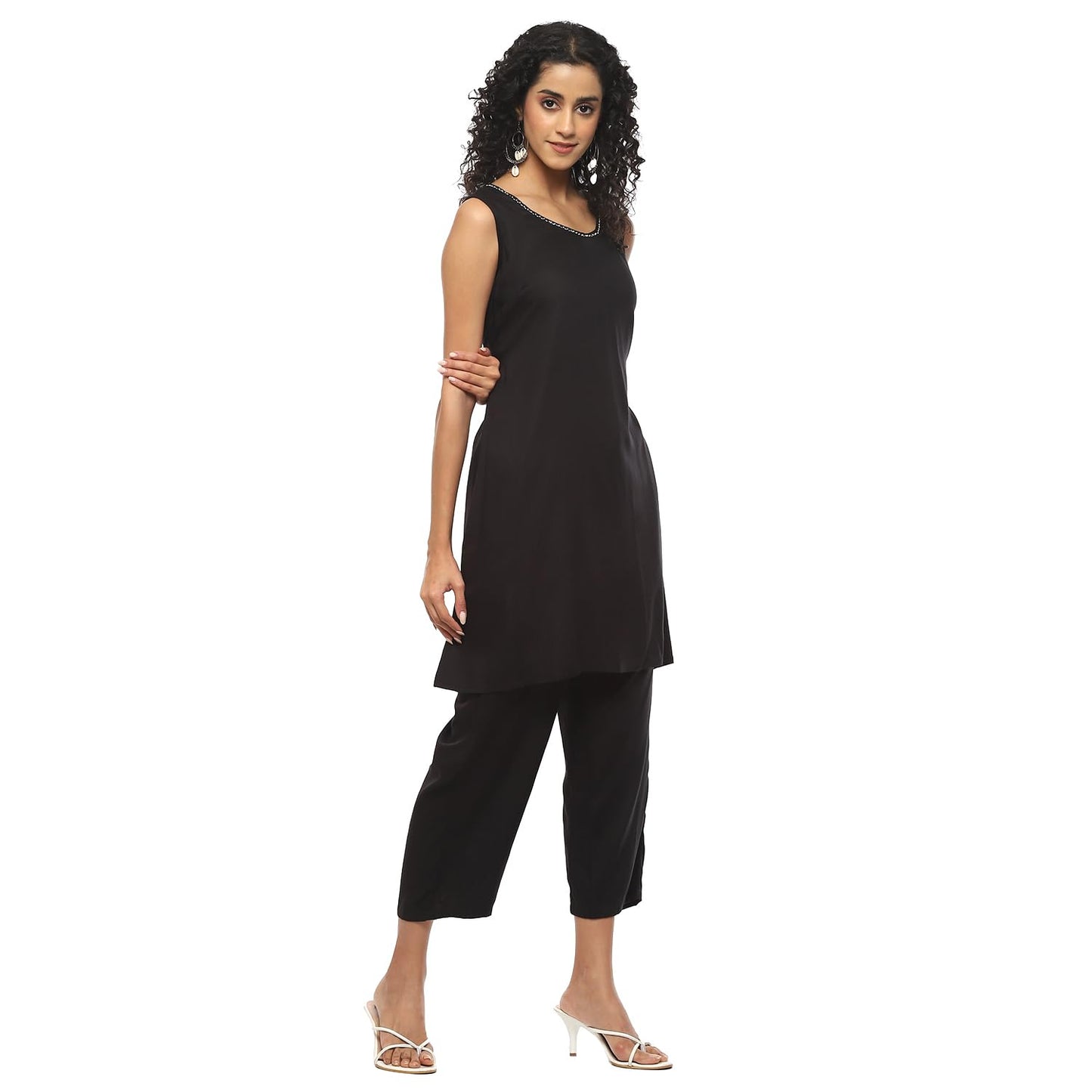 BIBA Women Printed Straight Mix and Match(Work WEA2134_Carbon Black_40)