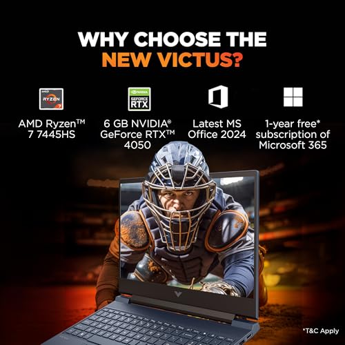 HP Smartchoice Victus, AMD Ryzen 7 7445HS, 6GB RTX 4050, 16GB DDR5(Upgradeable) 512GB SSD, 144Hz, IPS, 300 nits, 15.6''/39.6cm, Win11, Office24, Blue, 2.29kg, fb3130AX/3118AX, Gaming Laptop