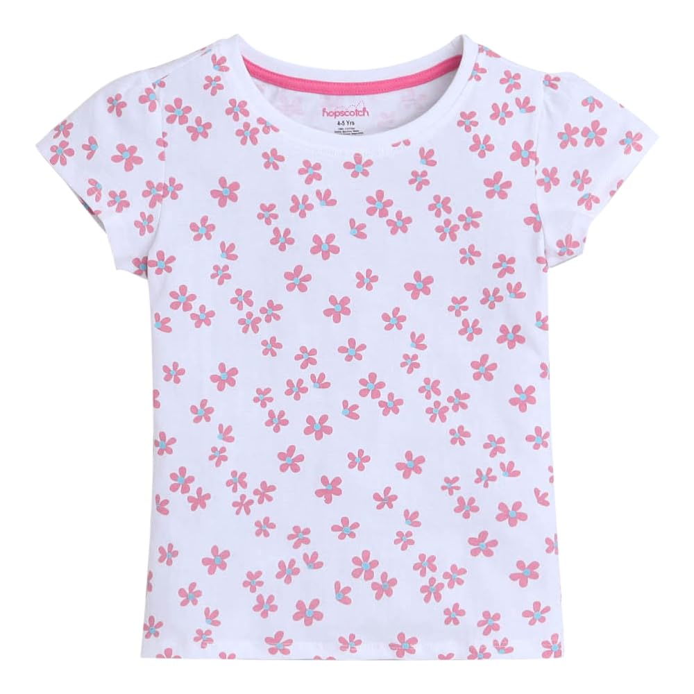 Hopscotch Girls All-Over Print T-Shirts - Pack of 5 In Multi Color for Ages 6-7 Years