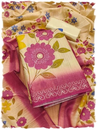 Leeli Peeri Designer Women's Simmer Jacquard Printed Work Unstitched Salwar Suit Dress Material