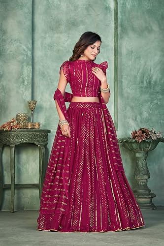 Warthy Ent Embroidery Work Georgette Fabric Lehenga Choli With Georgette Dupatta