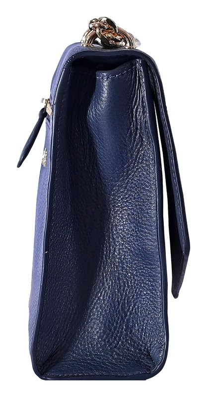 eske Lisbeth Genuine Leather Shoulder Bag (Navy Blue Vanilla)