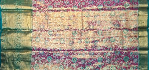 VFCollections Women's Traditional Handloom Kanchipuram Silk Pure Pattu Sarees | Rich Zari Woven Design | Bridal Saree | Unstitched Blouse (VFC639-1)