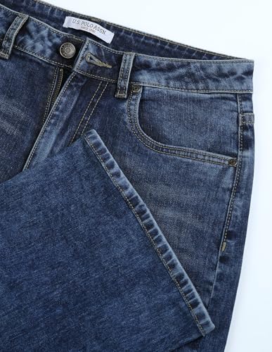 U.S. POLO ASSN. High Rise Wide Leg Jeans (UWAW24JEN158_Blue_28)