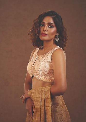 SALWAR STUDIO Cream Brocade Readymade Blouse- Pack of 1.