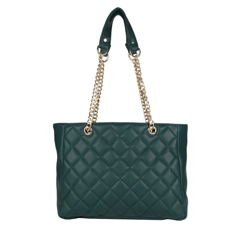 MINI WESST Women's Solid Green Synthetic Leather Tote Bag for Office, College and Party (MWHB096GR)