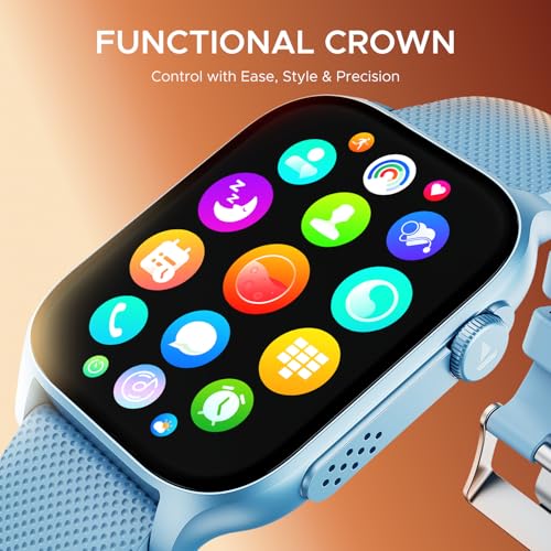 boAt Ultima Ember smartwatch with 1.96” AMOLED Display, AOD, Personalized Fitness Nudges, Functional Crown,100+ Sports Modes, Create Your Own Watchface, smartwatch for man and Woman (Mist Blue)