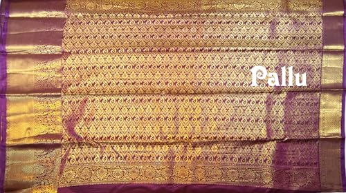 VFCollections Women's Traditional Handloom Kanchipuram Silk Pure Pattu Sarees | Rich Zari Woven Design | Unstitched Blouse (VFC297-2)