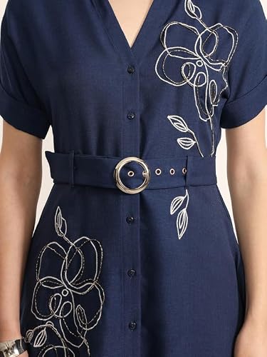 Kazo Concord Midi Dress with Belt (Blue L)