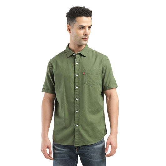 Levi's Men's Solid Slim Fit Shirt (32908-0341_Green