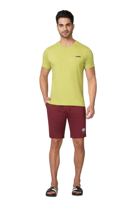 Van Heusen Men Shorts - 100% Combed Cotton - Drawstring Waist, Functional Pockets_57001_Wine_S