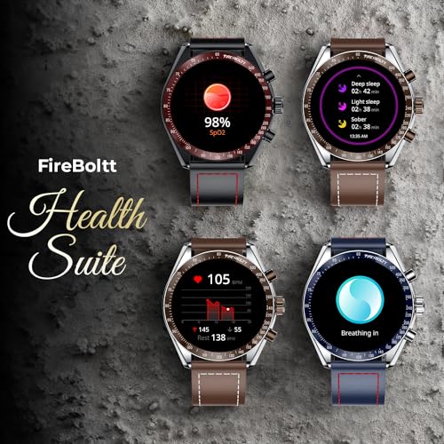 Fire-Boltt Moonwatch 36.3mm (1.43 inch) AMOLED Display, Wireless Charging, Metallic Frame, Premium Leather Straps, Complete Health Suite, Bluetooth Calling, Sports Modes (Brown)