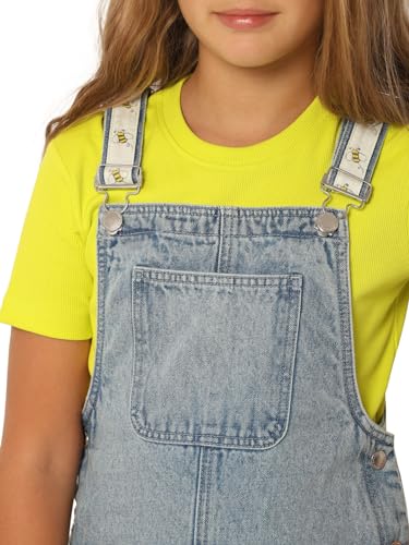 Vero Moda Girls Solid Cotton Blue Above Knee Length Dungaree Dress