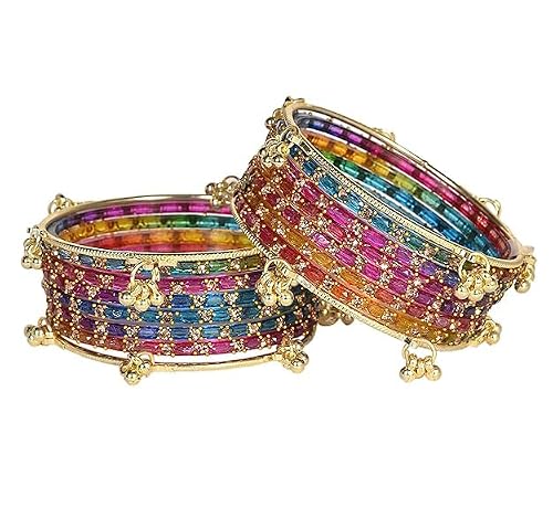 BANGLESKART Kashmiri Ghungroo Raindrop Bangles Combo Set for Women and Girls Set of 16 Pcs Multi Color
