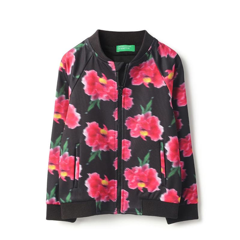 United Colors of Benetton Regular Fit Band Neck Floral Print Light Weight Jacket
