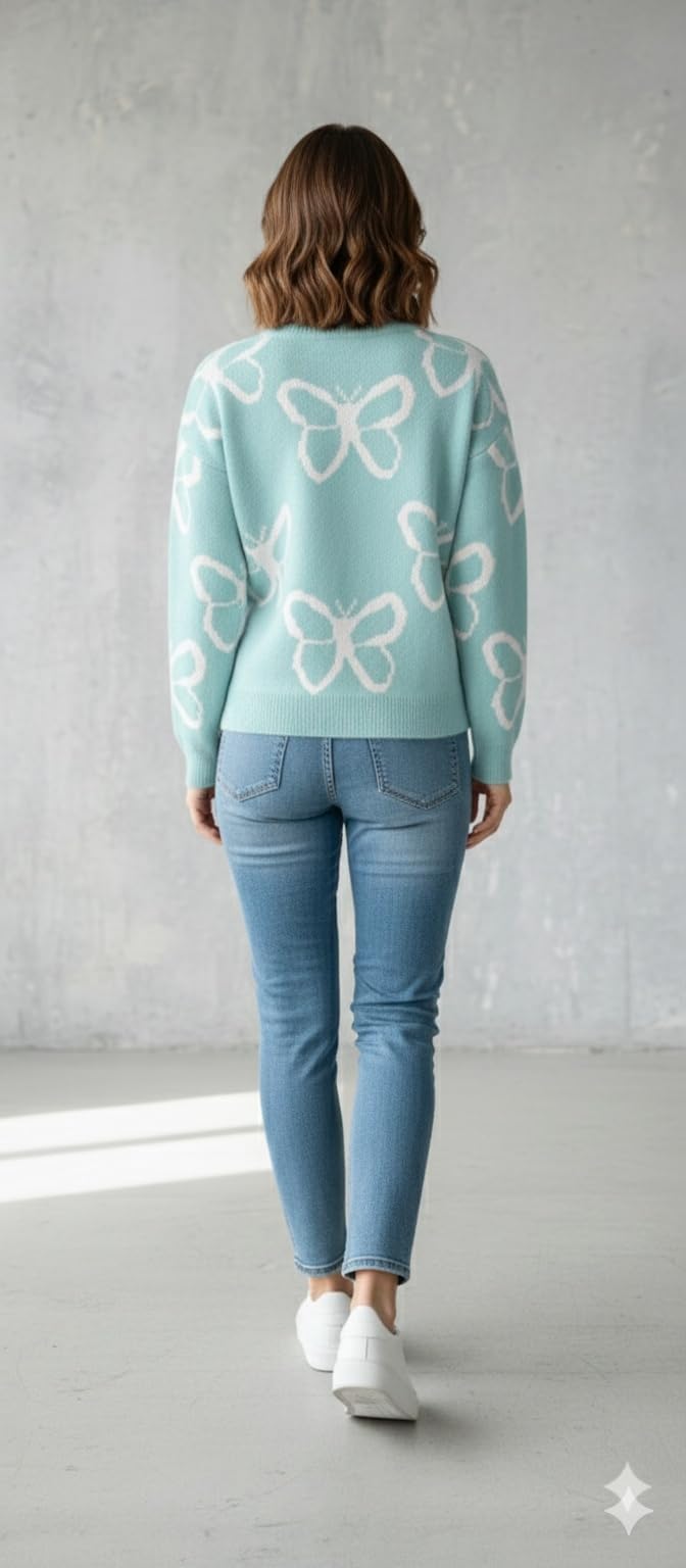 Aarika Women Winter Wear Sky Blue Colour Woolen Butterfly Sweater-(S-L)-(TP-W-WL-MD-07-SKY-BLUE-L)