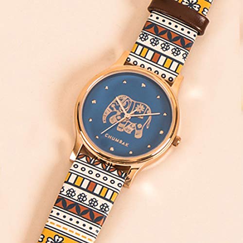 TEAL BY CHUMBAK Round Dial Analog Watch for Women,Aztec Collection, Printed Vegan Leather Strap,Gifts for Women/Girls/Ladies,Stylish Fashion Watch for Casual/Work - Multi