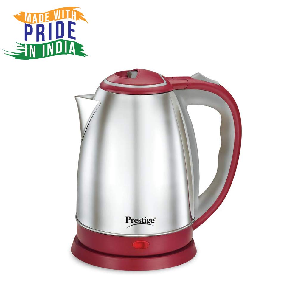 Prestige 1.5 litre PKOSS Stainless Steel Electric Kettle | 1500 Watts | Elegant Design | Cool-touch Handle and Lid | Automatic Cut-Off and Single-Touch Lid Locking| Silver