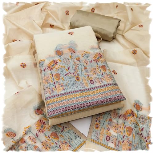 Leeli Peeri Designer Women's Chanderi Jacquard Unstitched Dress Material